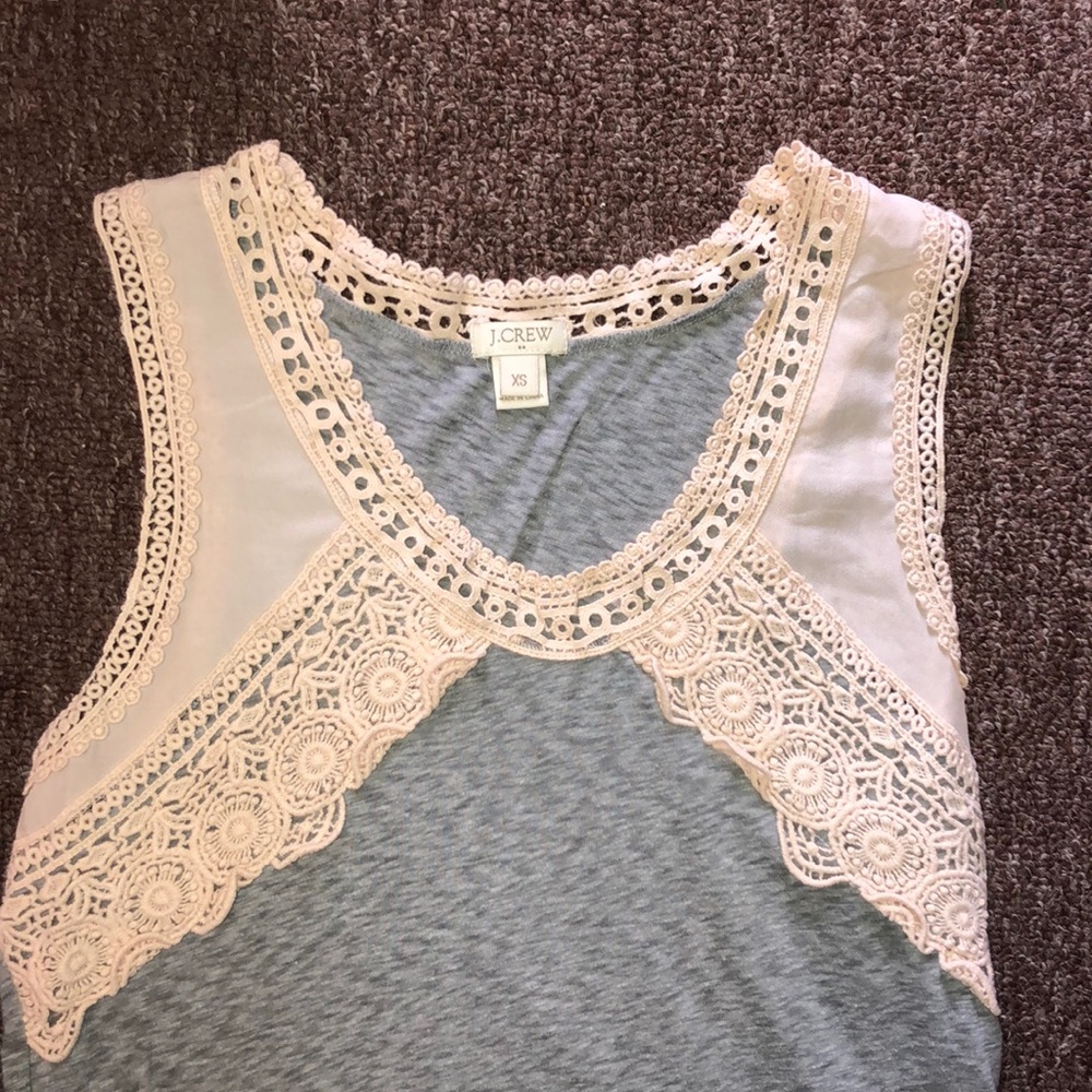 Gray/Pink Lace Trim Tank Top - Picture 3 of 3